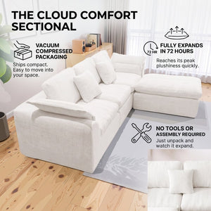 English Elm Modular Cloud Sectional Sofa Four Seat Deep Plush L Shaped Living Room Couch W3653S00009
