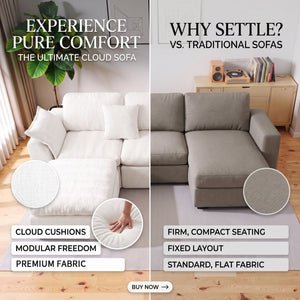 English Elm Modular Cloud Sectional Sofa Four Seat Deep Plush L Shaped Living Room Couch W3653S00009