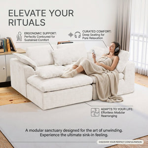 English Elm Modular Cloud Sectional Sofa Four Seat Deep Plush L Shaped Living Room Couch W3653S00009