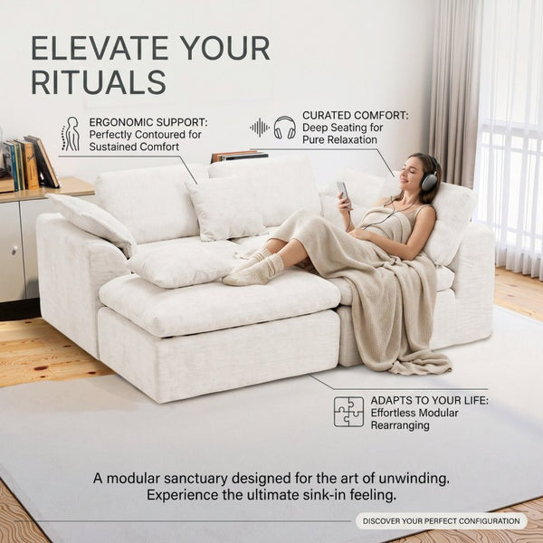English Elm Modular Cloud Sectional Sofa Four Seat Deep Plush L Shaped Living Room Couch W3653S00009