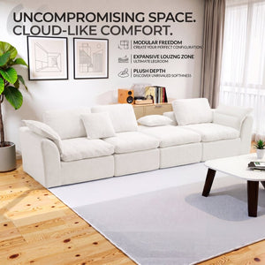English Elm Modular Cloud Sectional Sofa Four Seat Deep Plush L Shaped Living Room Couch W3653S00009