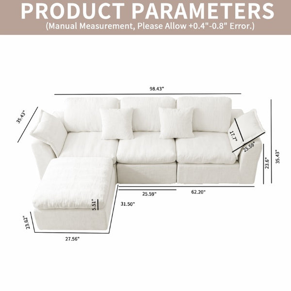 English Elm Modular Cloud Sectional Sofa Four Seat Deep Plush L Shaped Living Room Couch W3653S00009