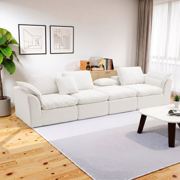 English Elm Modular Cloud Sectional Sofa Four Seat Deep Plush L Shaped Living Room Couch W3653S00009