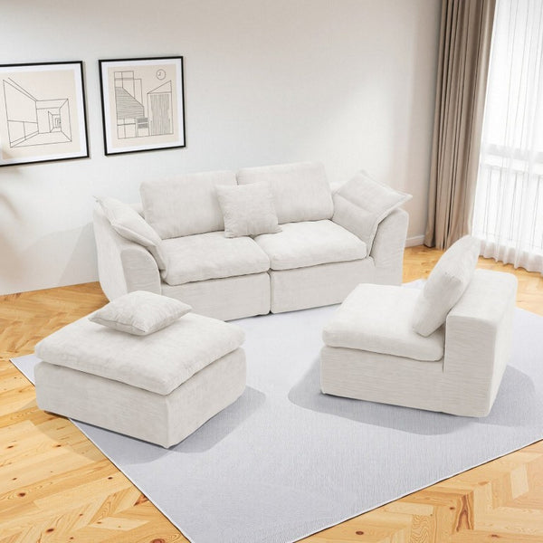 English Elm Modular Cloud Sectional Sofa Four Seat Deep Plush L Shaped Living Room Couch W3653S00009