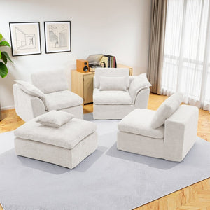 English Elm Modular Cloud Sectional Sofa Four Seat Deep Plush L Shaped Living Room Couch W3653S00009