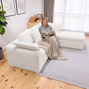 English Elm Modular Cloud Sectional Sofa Four Seat Deep Plush L Shaped Living Room Couch W3653S00009