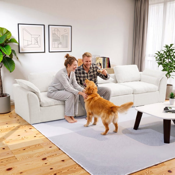 English Elm Modular Cloud Sectional Sofa Four Seat Deep Plush L Shaped Living Room Couch W3653S00009