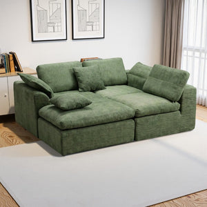 English Elm Boneless Cloud Sectional Sofa with Ottoman Memory Foam Deep Seat Modern Living Room Green 98.43 L x 35.43 W x 35.43 H W3653S00010