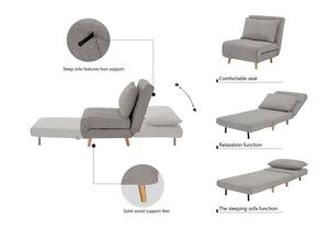 English Elm Max Convertible Sleeper Chair Plush Upholstered Guest Lounger for Small Spaces W3687P370951