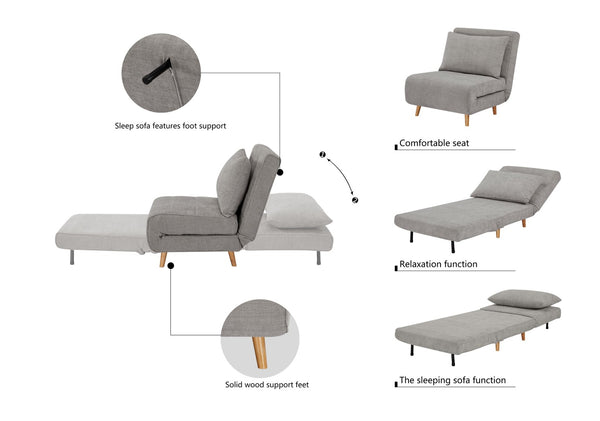 English Elm Max Convertible Sleeper Chair Plush Upholstered Guest Lounger for Small Spaces W3687P370951