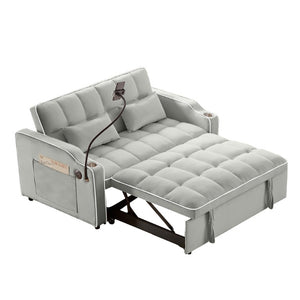 English Elm Versatile Tufted Velvet Sleeper Loveseat with USB Charging and Adjustable Recline W3705P454258