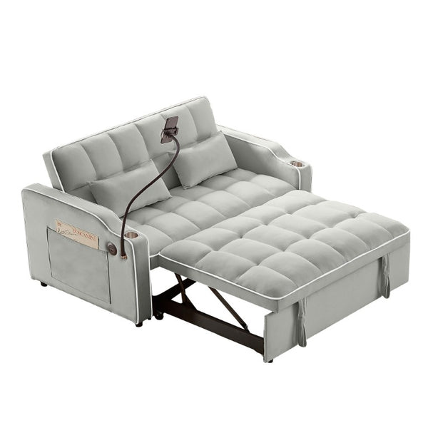 English Elm Versatile Tufted Velvet Sleeper Loveseat with USB Charging and Adjustable Recline W3705P454258