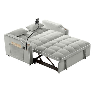 English Elm Versatile Tufted Velvet Sleeper Loveseat with USB Charging and Adjustable Recline W3705P454258
