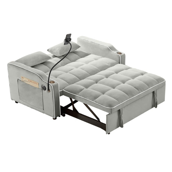 English Elm Versatile Tufted Velvet Sleeper Loveseat with USB Charging and Adjustable Recline W3705P454258