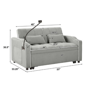 English Elm Versatile Tufted Velvet Sleeper Loveseat with USB Charging and Adjustable Recline W3705P454258