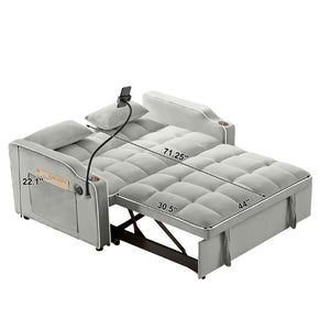 English Elm Versatile Tufted Velvet Sleeper Loveseat with USB Charging and Adjustable Recline W3705P454258