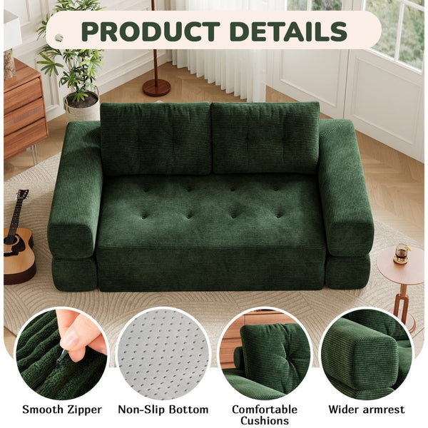 English Elm Fvkind Corduroy Convertible Floor Sofa Foldable Sleeper for Modern Living Spaces W3706P520618