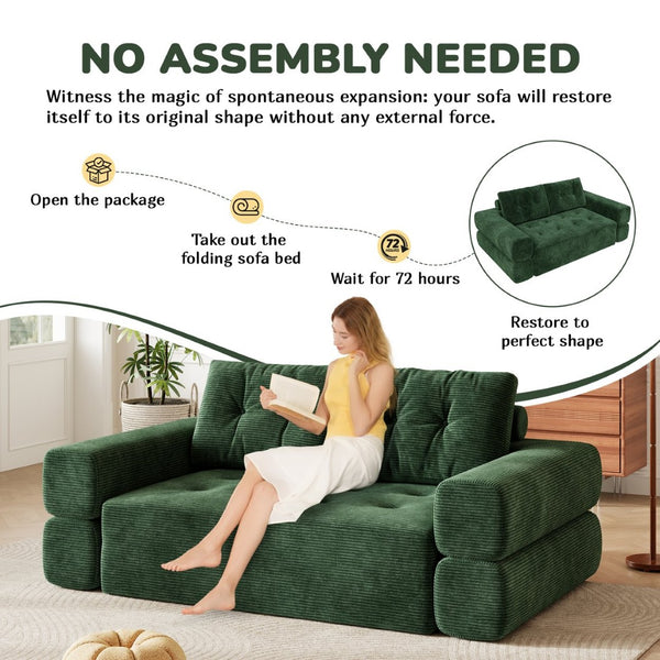 English Elm Fvkind Corduroy Convertible Floor Sofa Foldable Sleeper for Modern Living Spaces W3706P520618