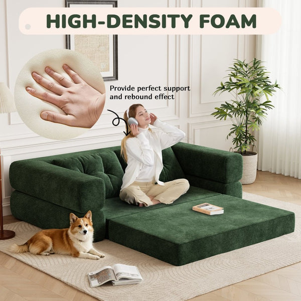 English Elm Fvkind Corduroy Convertible Floor Sofa Foldable Sleeper for Modern Living Spaces W3706P520618