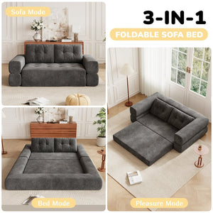 English Elm Fvkind Corduroy Convertible Sleeper Sofa Bed with High-density Foam for Living Room W3706P520630