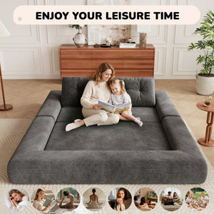 English Elm Fvkind Corduroy Convertible Sleeper Sofa Bed with High-density Foam for Living Room W3706P520630