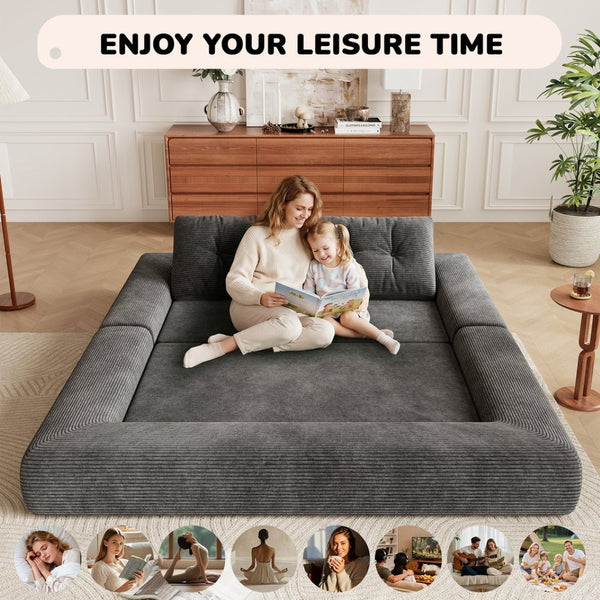 English Elm Fvkind Corduroy Convertible Sleeper Sofa Bed with High-density Foam for Living Room W3706P520630