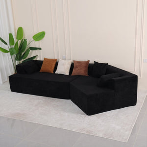 English Elm 125" Modular Cloud Sectional Sofa with Deep Foam Seat Six Pillows No Assembly Black W3706S00004