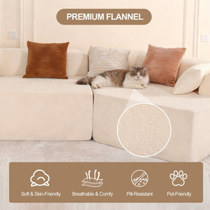 English Elm 125" Modular Cloud Sectional Sofa with Deep Foam Seat Six Pillows No Assembly Beige W3706S00005