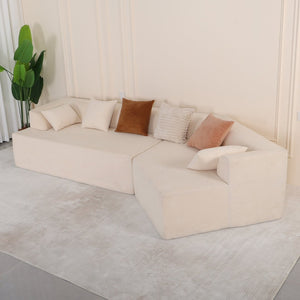 English Elm 125" Modular Cloud Sectional Sofa with Deep Foam Seat Six Pillows No Assembly Beige W3706S00005