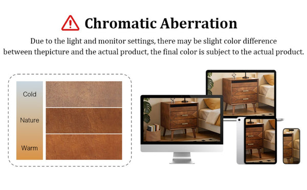English Elm 24 Inch Mid-Century Nightstand with USB Charging Two Drawers and Open Shelf for Bedroom Walnut W3720P505848