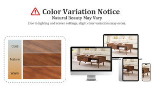English Elm Coffee Table with Hidden Drawer Open Shelf Warm Wood Mid-Century Farmhouse Living Room Walnut Brown W3720P537077
