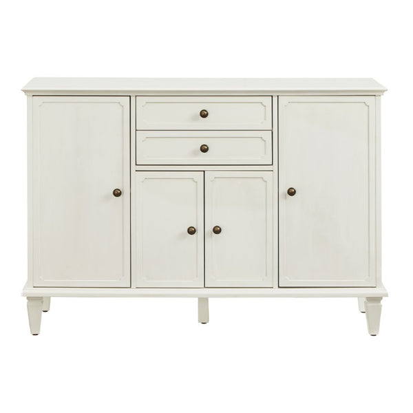 English Elm Sideboard Buffet with Drawers and Enclosed Cabinets Vintage Wood Storage for Living Room White W3720P577572