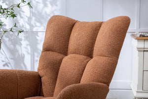 English Elm Teddy Fleece Wingback Glider Rocker Ergonomic Nursing Chair with Storage Pocket Brown W3723P494828