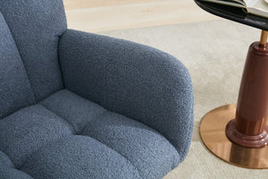 English Elm Teddy Fleece Wingback Glider Rocker Tufted Nursery Chair with Solid Wood Base Navy W3723P494842