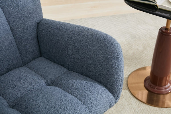 English Elm Teddy Fleece Wingback Glider Rocker Tufted Nursery Chair with Solid Wood Base Navy W3723P494842