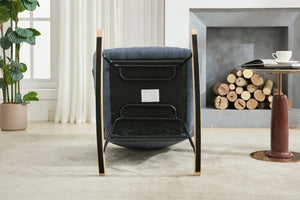 English Elm Teddy Fleece Wingback Glider Rocker Tufted Nursery Chair with Solid Wood Base Navy W3723P494842