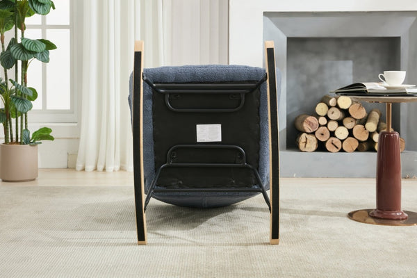 English Elm Teddy Fleece Wingback Glider Rocker Tufted Nursery Chair with Solid Wood Base Navy W3723P494842