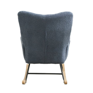English Elm Teddy Fleece Wingback Glider Rocker Tufted Nursery Chair with Solid Wood Base Navy W3723P494842