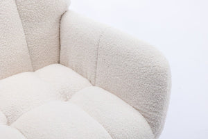 English Elm Teddy Fleece Wingback Glider Rocker Ergonomic Nursing Chair with Storage Pocket White W3723P494843