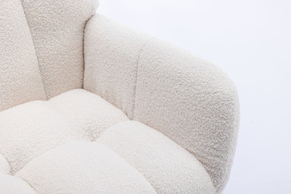 English Elm Teddy Fleece Wingback Glider Rocker Ergonomic Nursing Chair with Storage Pocket White W3723P494843
