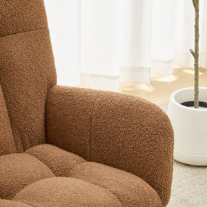 English Elm Teddy Fleece Wingback Glider Rocker with Ottoman and Built-In Armrest Storage Pocket Brown W3723P494845