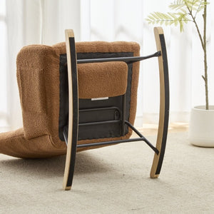 English Elm Teddy Fleece Wingback Glider Rocker with Ottoman and Built-In Armrest Storage Pocket Brown W3723P494845
