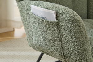 English Elm Teddy Fleece Wingback Glider Rocker with Ottoman and Built-In Armrest Storage Pocket Green W3723P494849
