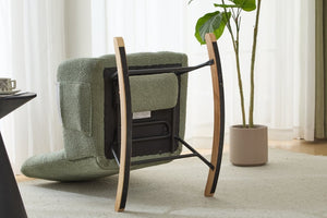 English Elm Teddy Fleece Wingback Glider Rocker with Ottoman and Built-In Armrest Storage Pocket Green W3723P494849