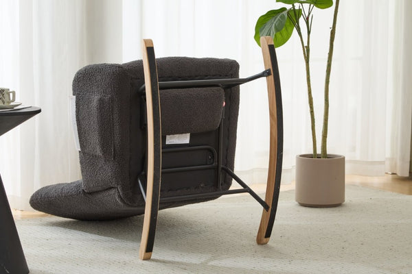 English Elm Teddy Fleece Wingback Glider Rocker with Ottoman and Built-In Armrest Storage Pocket Grey W3723P494858