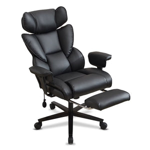English Elm Office High Back Bonded Leather Reclining Chair with Lumbar Support and Footrest W3723P498100