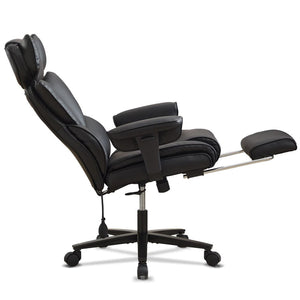 English Elm Office High Back Bonded Leather Reclining Chair with Lumbar Support and Footrest W3723P498100