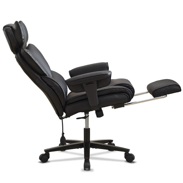 English Elm Office High Back Bonded Leather Reclining Chair with Lumbar Support and Footrest W3723P498100