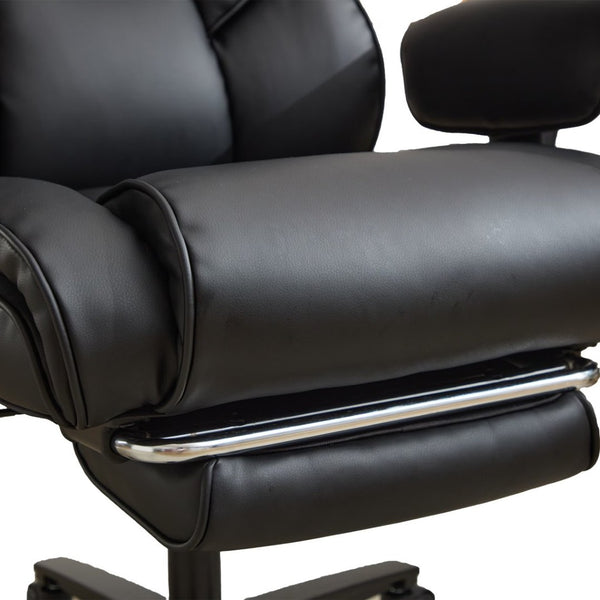 English Elm Office High Back Bonded Leather Reclining Chair with Lumbar Support and Footrest W3723P498100