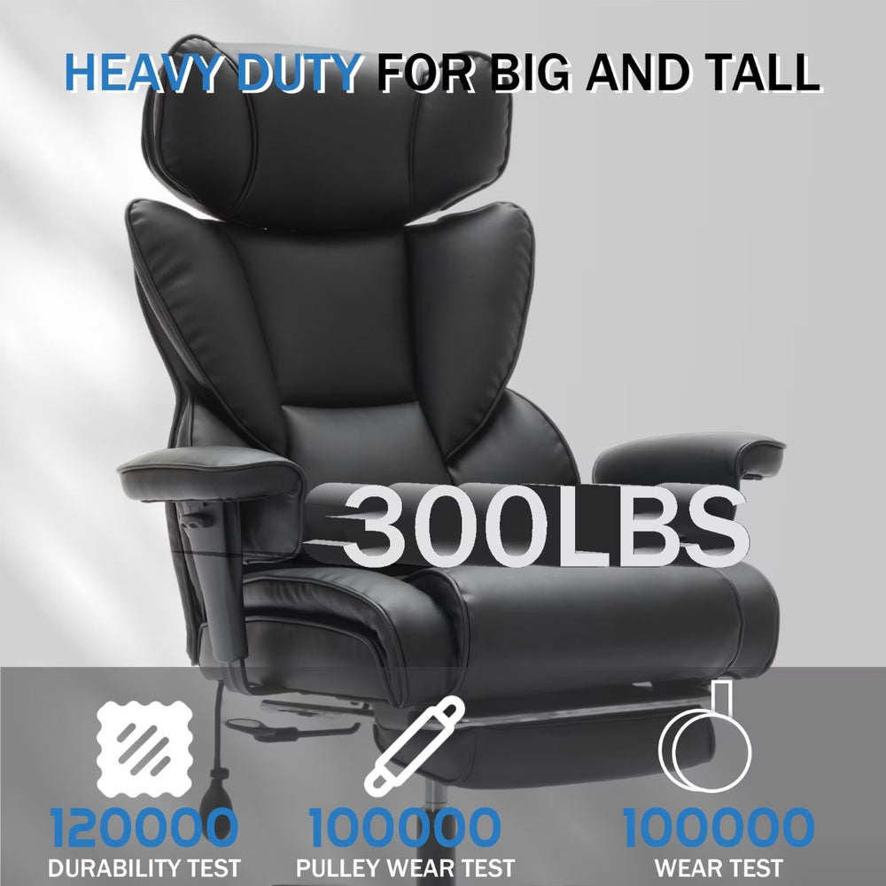 English Elm Office High Back Bonded Leather Reclining Chair with Lumbar Support and Footrest W3723P498100